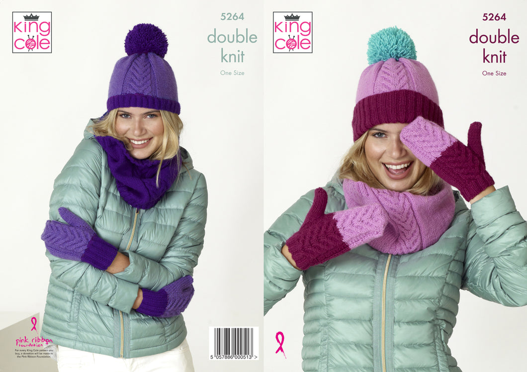 King Cole Double Knitting Pattern - Ladies Accessories (5264)