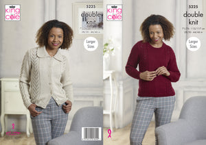 King Cole Double Knitting Pattern - Ladies Sweater & Cardigan (5225)