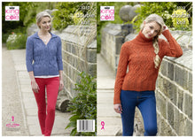 Load image into Gallery viewer, https://images.esellerpro.com/2278/I/159/866/king-cole-double-knit-knitting-pattern-ladies-sweater-cardigan-5310-border.jpg