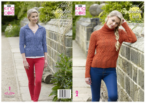 King Cole Double Knitting Pattern - Ladies Cardigan & Sweater (5310)