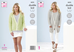 King Cole Double Knitting Pattern - Ladies Cardigans (5375)