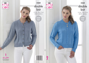 King Cole Double Knitting Pattern - Ladies Cardigan & Sweater (5368)