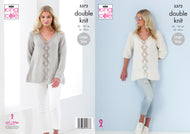 King Cole Double Knitting Pattern - Ladies Sweaters (5372)