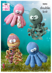 King Cole Double Knitting Pattern - Octopus & Squid Toys (9092)