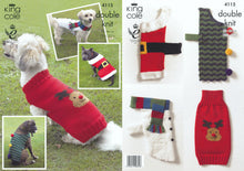 Load image into Gallery viewer, King Cole Double Knitting DK Pattern - Christmas Dog Coats (4115)