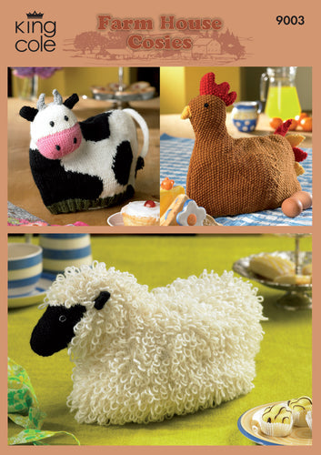 King Cole Double Knitting DK Pattern - Farm House Tea Cosies (9003)