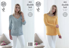 Load image into Gallery viewer, King Cole Double Knitting Pattern - Ladies Lacy Cardigan &amp; Sweater (4835)