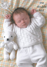 Load image into Gallery viewer, King Cole Double Knitting Pattern - 2768 Baby Sweater Cardigan &amp; Teddy Bear