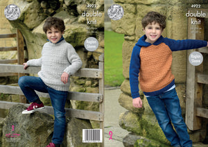 King Cole Double Knitting Pattern - Boys Hoodie & Sweater (4922)