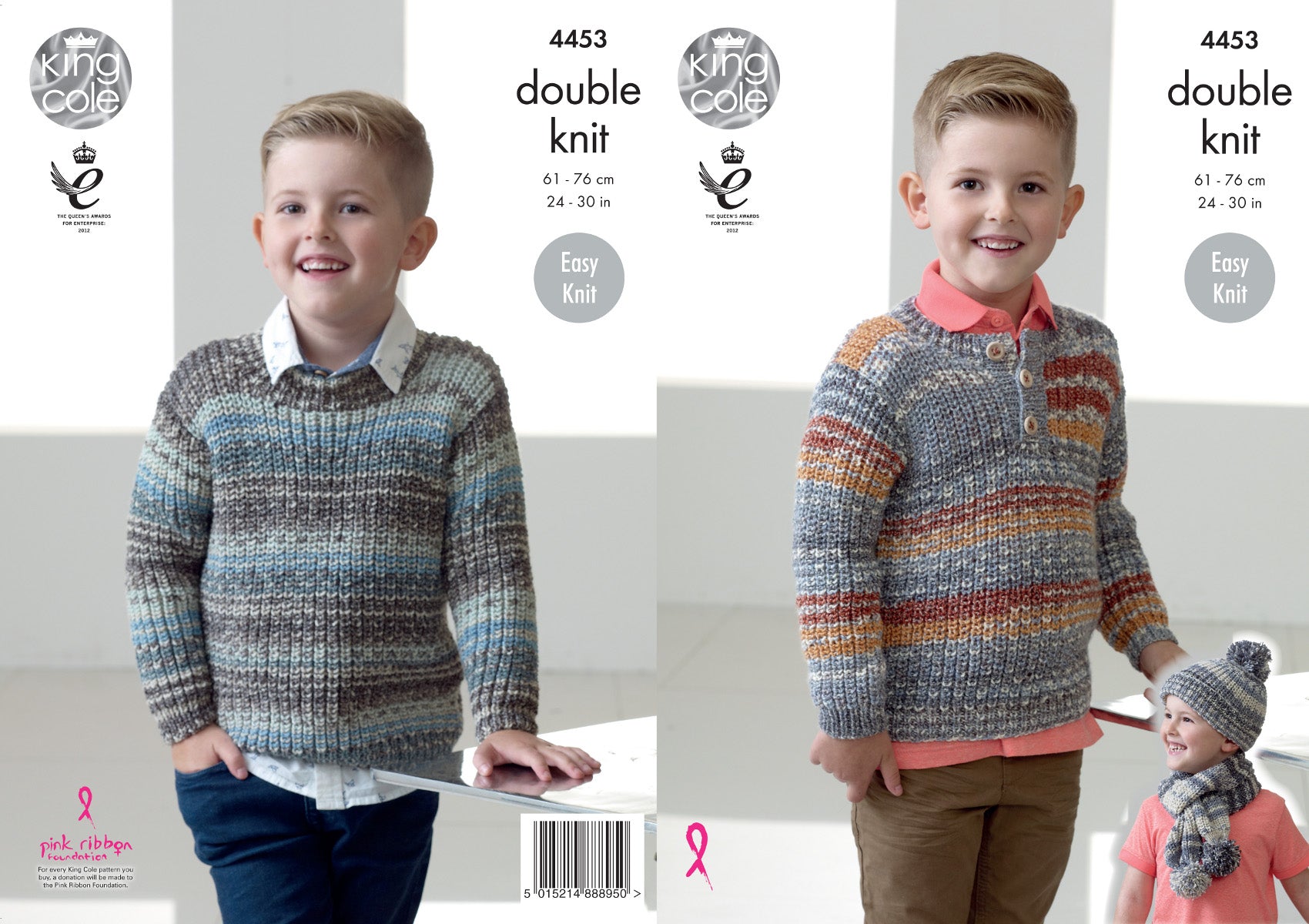 King Cole Double Knitting Pattern Boys Sweaters Hat Scarf