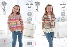 Load image into Gallery viewer, King Cole Double Knitting Pattern - Girls Lace Style Hem Cardigans (4782)