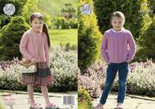 Load image into Gallery viewer, King Cole Double Knitting Pattern - Girls Cabled Sweater &amp; Cardigan (4941)