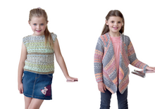Load image into Gallery viewer, King Cole Double Knitting Pattern - Girls Waterfall Cardigan &amp; Top (4450)