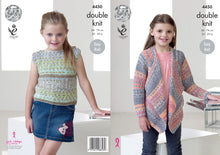 Load image into Gallery viewer, King Cole Double Knitting Pattern - Girls Waterfall Cardigan &amp; Top (4450)