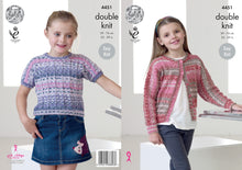 Load image into Gallery viewer, https://images.esellerpro.com/2278/I/124/483/king-cole-double-knitting-pattern-girls%20dolman-cardigan-top-4451.jpg
