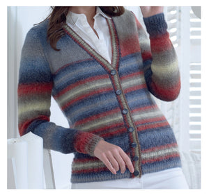 King Cole Double Knitting Pattern - Ladies Round or V Neck Cardigan (5006)