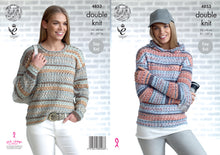 Load image into Gallery viewer, King Cole Double Knitting Pattern - Ladies Hoodie &amp; Sweater (4853)