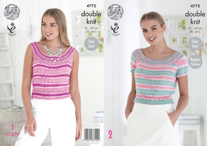 King Cole Double Knitting Pattern - Ladies Raglan Sleeve Tops (4772)