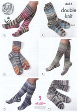 Load image into Gallery viewer, https://images.esellerpro.com/2278/I/119/370/king-cole-drifter-dk-double-knit-knitting-pattern-kids-ladies-mens-socks-4415.jpg