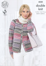 Load image into Gallery viewer, King Cole Double Knit Pattern - Ladies Lace Sleeve Cardigan &amp; Sweater (4250)