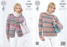 Load image into Gallery viewer, King Cole Double Knit Pattern - Ladies Lace Sleeve Cardigan &amp; Sweater (4250)