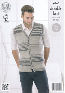 King Cole Double Knitting Pattern - Mens Slipover & Waistcoat (4260)