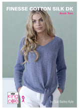 Load image into Gallery viewer, https://images.esellerpro.com/2278/I/150/478/king-cole-finesse-cotton-silk-dk-double-knit-ladies-womens-knitting-pattern-book-two-border.jpg