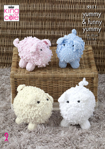 King Cole Yummy Knitting Pattern - Small or Large Pig Toys (9111)
