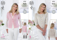 Load image into Gallery viewer, King Cole 4ply Knitting Pattern - Ladies Lace Panel Cardigans (4785)