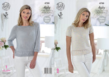 Load image into Gallery viewer, King Cole 4ply Knitting Pattern - Ladies Lace Style Hem Tops (4788)