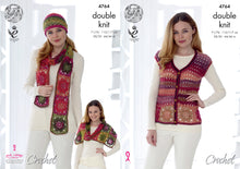 Load image into Gallery viewer, King Cole Double Knit Crochet Pattern - Ladies Waistcoat Hat Scarf &amp; Wrap (4764)