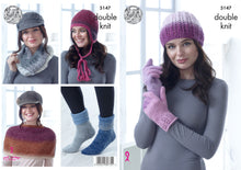 Load image into Gallery viewer, https://images.esellerpro.com/2278/I/147/833/king-cole-ladies-womens-double-knit-knitting-pattern-accessories-5147.jpg
