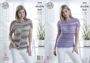 King Cole Double Knitting Pattern - Ladies Top & Cardigan (5095)
