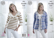 King Cole Double Knitting Pattern - Ladies Frilly Sweater & Cardigan (5093)