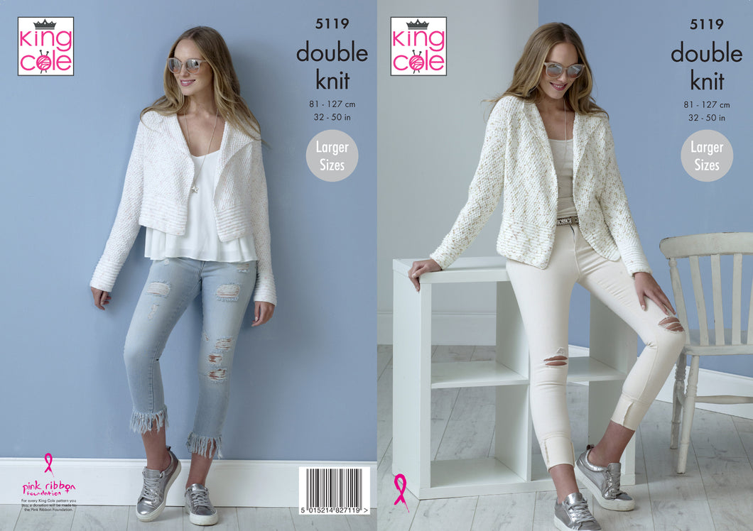King Cole Double Knitting Pattern - Ladies Jackets (5119)