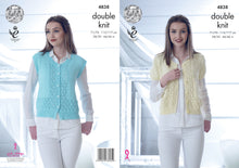 Load image into Gallery viewer, https://images.esellerpro.com/2278/I/136/671/king-cole-ladies-womens-double-knitting-pattern-short-sleeve-sleeveless-lace-top-4838.jpg