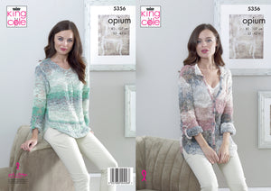 King Cole Opium Knitting Pattern - Ladies Shirt & Top (5356)