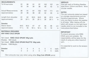 King Cole Opium Knitting Pattern - Ladies Sweater & Top (4467)