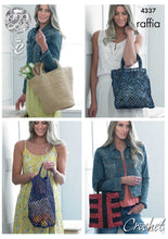 Load image into Gallery viewer, https://images.esellerpro.com/2278/I/124/609/king-cole-raffia-crochet-pattern-ladies-bags-4337.jpg