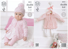 Load image into Gallery viewer, King Cole Double Knitting Pattern - Baby Coat Collared Cardigan &amp; Hat (4315)