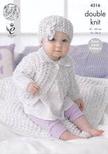 Load image into Gallery viewer, https://images.esellerpro.com/2278/I/119/177/king-cole-smarty-double-knitting-dk-baby-girls-cardigan-blanket-hat-4316-front.jpg
