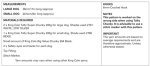 King Cole Crochet Pattern - Small or Large Dog Family Toys (9090)