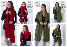 Load image into Gallery viewer, King Cole Super Chunky Knitting Pattern - Ladies Scarves (5338)