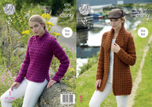 Load image into Gallery viewer, King Cole Super Chunky Knitting Pattern - Ladies Jacket &amp; Sweater (4707)