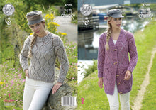 Load image into Gallery viewer, King Cole Chunky Knitting Pattern - Ladies Lacy Jacket &amp; Sweater (4709)