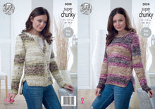 Load image into Gallery viewer, King Cole Super Chunky Knitting Pattern - Ladies Sweater &amp; Cardigan (5028)
