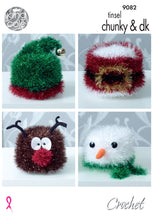 Load image into Gallery viewer, King Cole Tinsel Chunky Crochet Pattern - Christmas Toilet Roll Holders (9082)