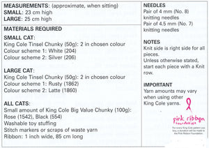King Cole Tinsel Knitting Pattern - Small or Large Cats (9049)
