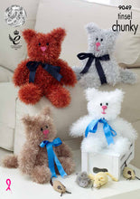 Load image into Gallery viewer, King Cole Tinsel Knitting Pattern - Small or Large Cats (9049)