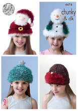 Load image into Gallery viewer, https://images.esellerpro.com/2278/I/122/498/king-cole-tinsel-chunky-knitting-pattern-childrens-festive-christmas-novelty-hats-4478.jpg
